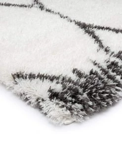 Miss Amara Selena Ivory And Charcoal Grey Tribal Shag Rug