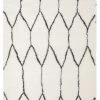Miss Amara Selena Ivory And Charcoal Grey Tribal Shag Rug