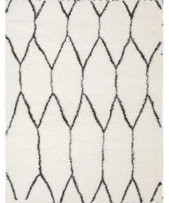 Miss Amara Selena Ivory And Charcoal Grey Tribal Shag Rug