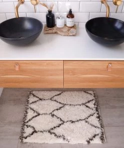 Miss Amara Selena Ivory And Charcoal Grey Tribal Shag Indoor Mat All Rugs