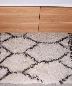 Miss Amara Selena Ivory And Charcoal Grey Tribal Shag Indoor Mat All Rugs