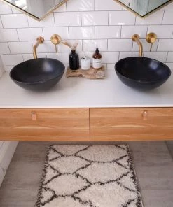 Miss Amara Selena Ivory And Charcoal Grey Tribal Shag Indoor Mat All Rugs