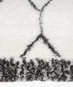 Miss Amara Selena Ivory And Charcoal Grey Tribal Shag Indoor Mat All Rugs