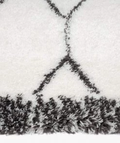 Miss Amara Selena Ivory And Charcoal Grey Tribal Shag Rug