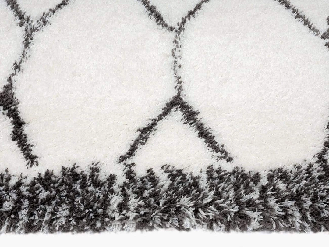 Miss Amara Selena Ivory And Charcoal Grey Tribal Shag Rug