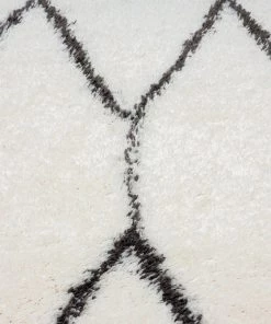 Miss Amara Selena Ivory And Charcoal Grey Tribal Shag Indoor Mat All Rugs