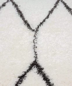 Miss Amara Selena Ivory And Charcoal Grey Tribal Shag Rug