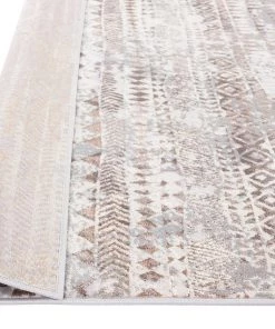 Miss Amara Selma Brown Grey And Ivory Distressed Tribal Runner Rug