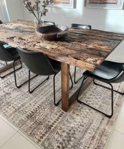 Miss Amara Selma Brown Grey And Ivory Distressed Tribal Rug