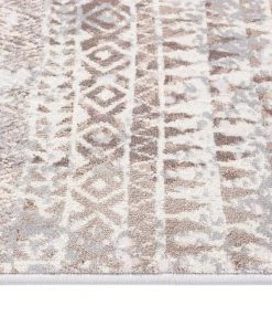 Miss Amara Selma Brown Grey And Ivory Distressed Tribal Runner Rug