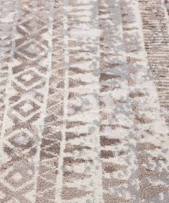 Miss Amara Selma Brown Grey And Ivory Distressed Tribal Runner Rug
