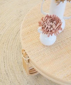 Miss Amara Sete Bleached Hand-Braided Round Jute Rug All Rugs