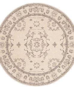 Miss Amara Sienna Beige And Black Scandi Print Round Rug
