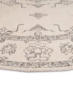 Miss Amara Sienna Beige And Black Scandi Print Round Rug