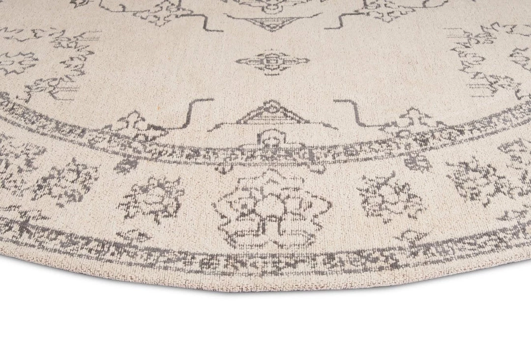 Miss Amara Sienna Beige And Black Scandi Print Round Rug