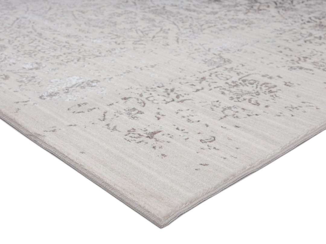 Miss Amara Simran Cream Brown And Silver Traditional Floral Runner Rug