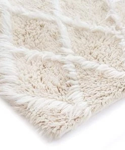 Miss Amara Simrika Cream And Ivory Berber Wool Shag Rug All Rugs