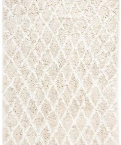 Miss Amara Simrika Cream And Ivory Berber Wool Shag Rug All Rugs