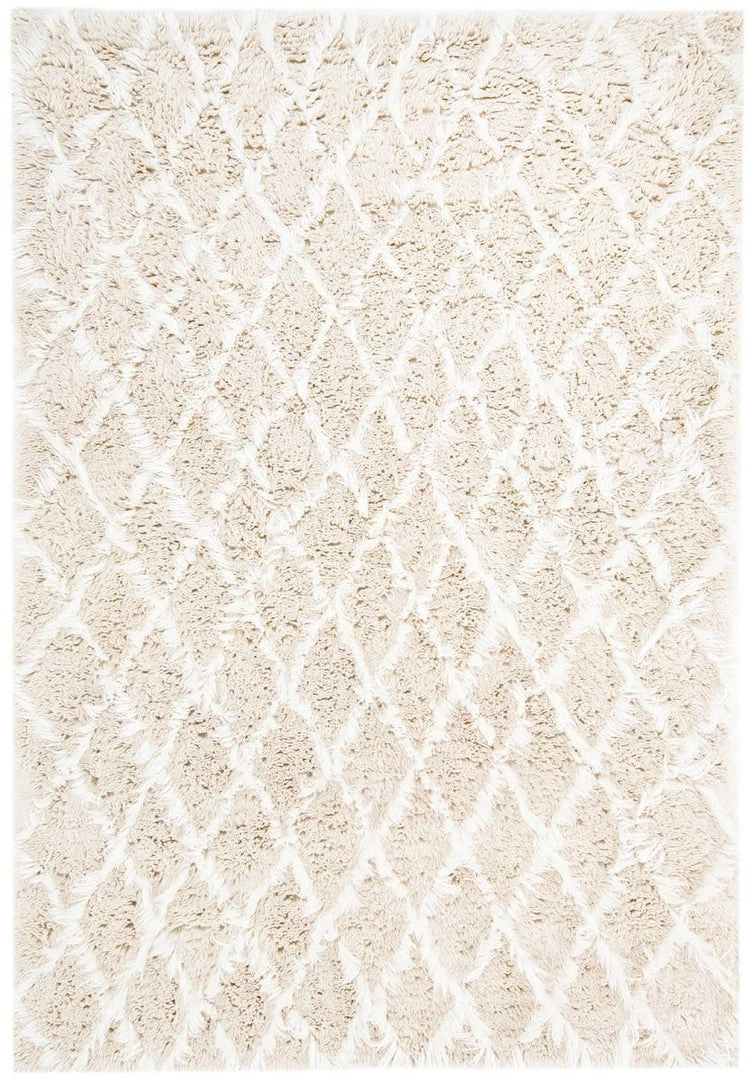 Miss Amara Simrika Cream And Ivory Berber Wool Shag Rug All Rugs