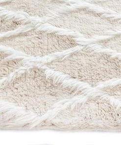 Miss Amara Simrika Cream And Ivory Berber Wool Shag Rug All Rugs