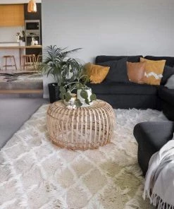 Miss Amara Simrika Cream And Ivory Berber Wool Shag Rug All Rugs