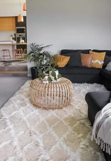 Miss Amara Simrika Cream And Ivory Berber Wool Shag Rug All Rugs