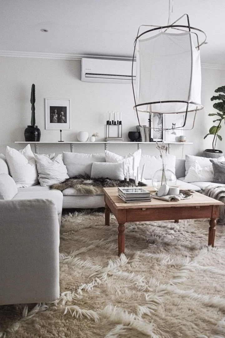 Miss Amara Simrika Cream And Ivory Berber Wool Shag Rug All Rugs