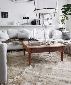 Miss Amara Simrika Cream And Ivory Berber Wool Shag Rug All Rugs