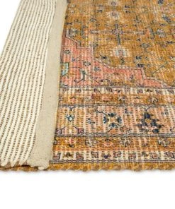 Miss Amara Sissa Mustard And Peach Floral Distressed Rug