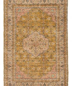 Miss Amara Sissa Mustard And Peach Floral Distressed Rug