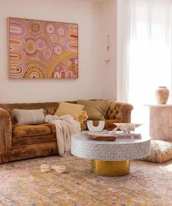 Miss Amara Sissa Mustard And Peach Floral Distressed Rug