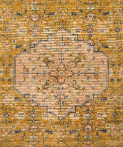 Miss Amara Sissa Mustard And Peach Floral Distressed Rug