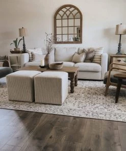 Miss Amara All Rugs Sonia Beige And Grey Floral Pattern Rug