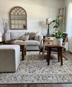 Miss Amara All Rugs Sonia Beige And Grey Floral Pattern Rug