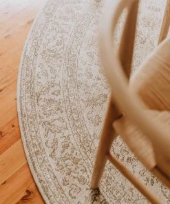 Miss Amara All Rugs Moselle Beige And Brown Floral Distressed Round Rug