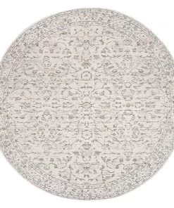 Miss Amara Sonia Beige And Grey Floral Pattern Round Rug All Rugs