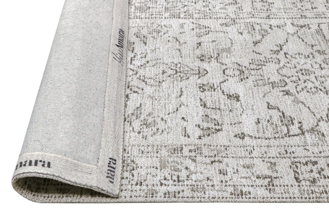 Miss Amara Sonia Beige And Grey Floral Pattern Runner Rug
