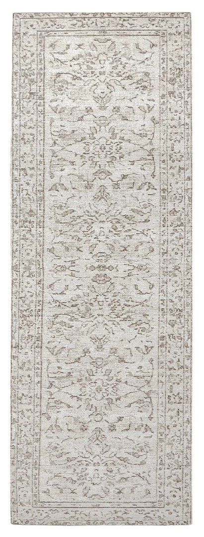 Miss Amara Sonia Beige And Grey Floral Pattern Runner Rug