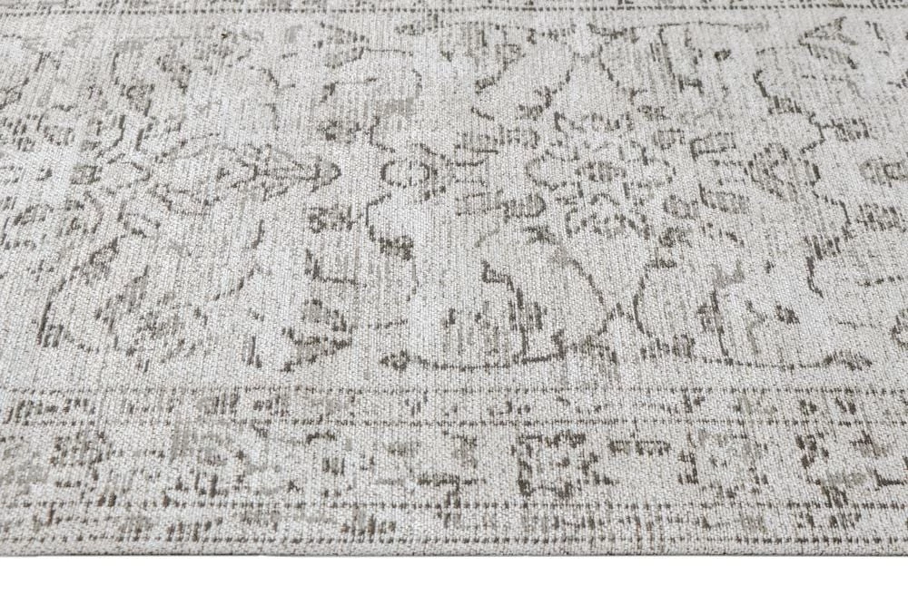 Miss Amara Sonia Beige And Grey Floral Pattern Runner Rug