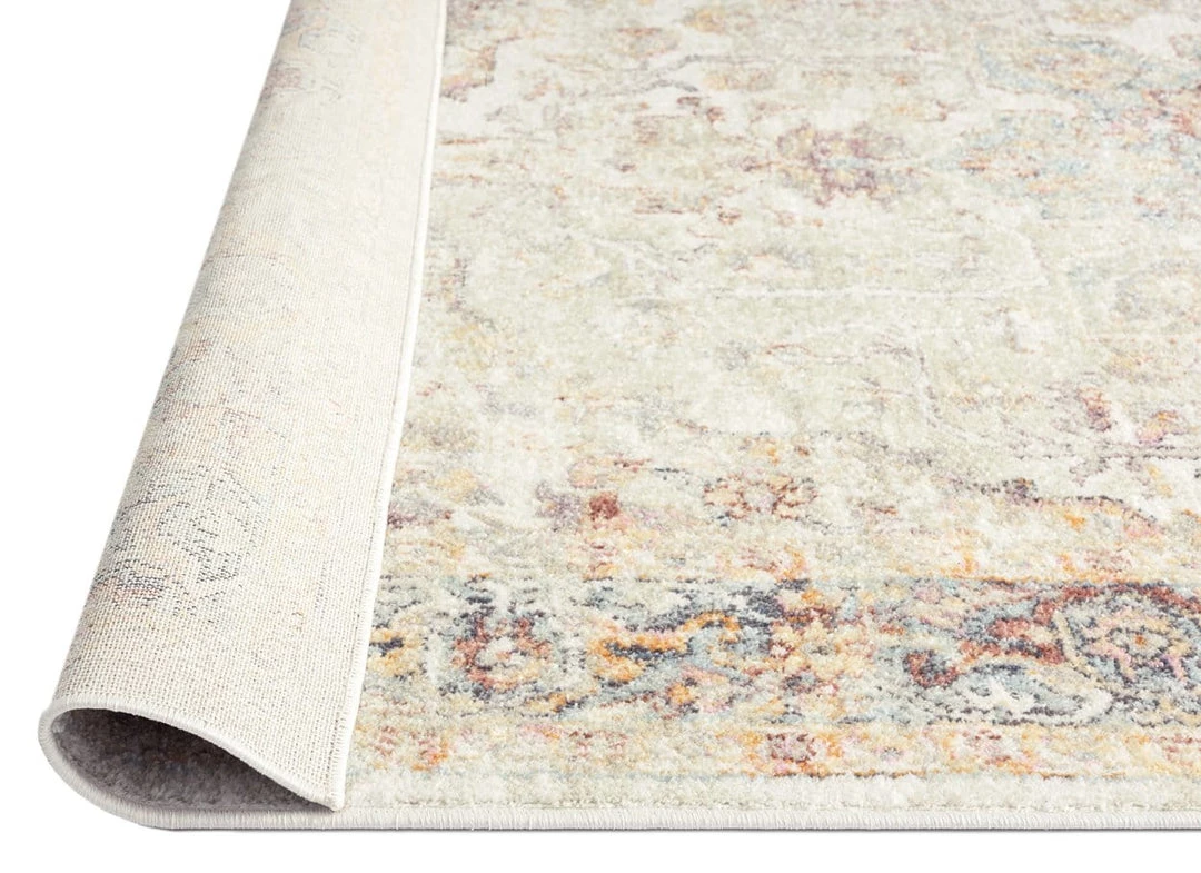 Miss Amara Summer Orange And Blue Multi-Colour Distressed Rug