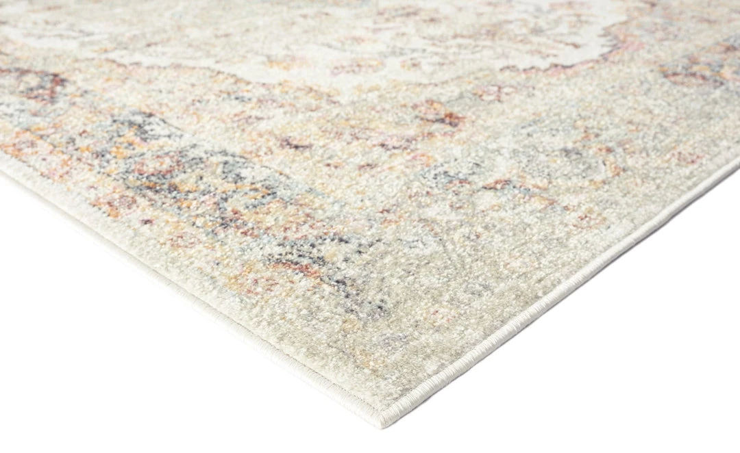 Miss Amara Summer Orange And Blue Multi-Colour Distressed Rug