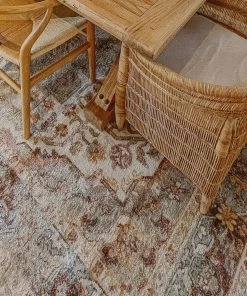 Miss Amara Summer Orange And Blue Multi-Colour Distressed Rug