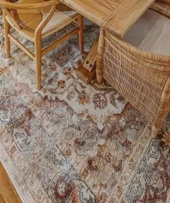 Miss Amara Summer Orange And Blue Multi-Colour Distressed Rug