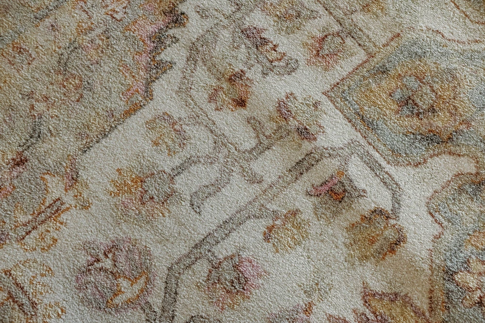 Miss Amara Summer Orange And Blue Multi-Colour Distressed Rug