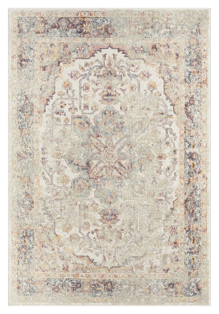 Miss Amara Summer Orange And Blue Multi-Colour Distressed Rug