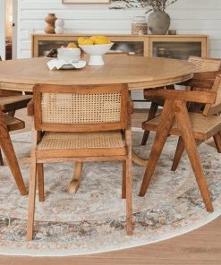 Miss Amara Summer Orange And Blue Multi-Colour Distressed Round Rug All Rugs