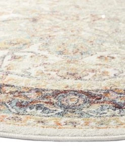 Miss Amara Summer Orange And Blue Multi-Colour Distressed Round Rug All Rugs