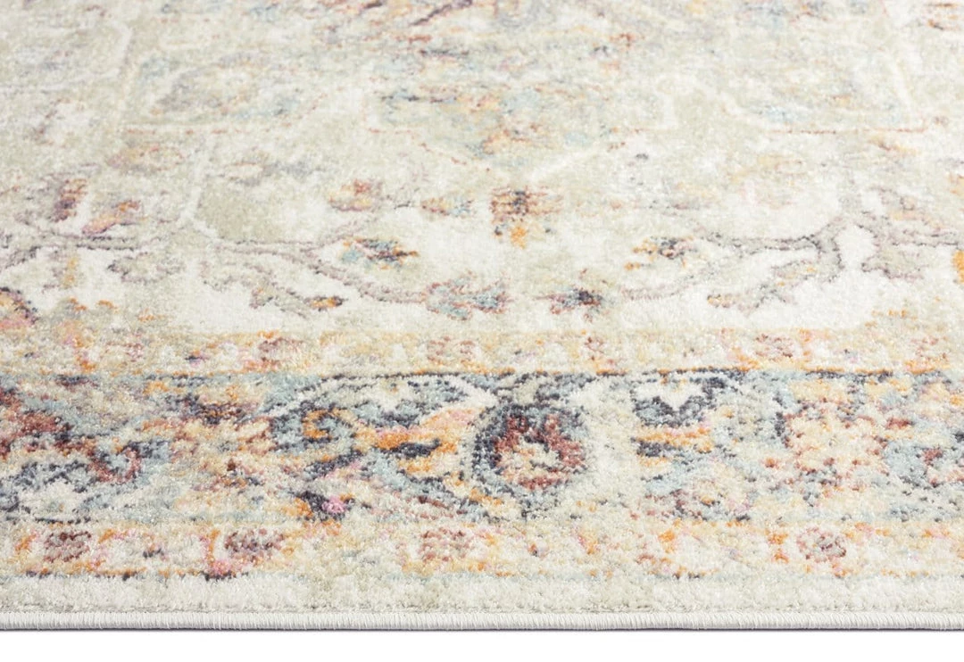 Miss Amara Summer Orange And Blue Multi-Colour Distressed Rug