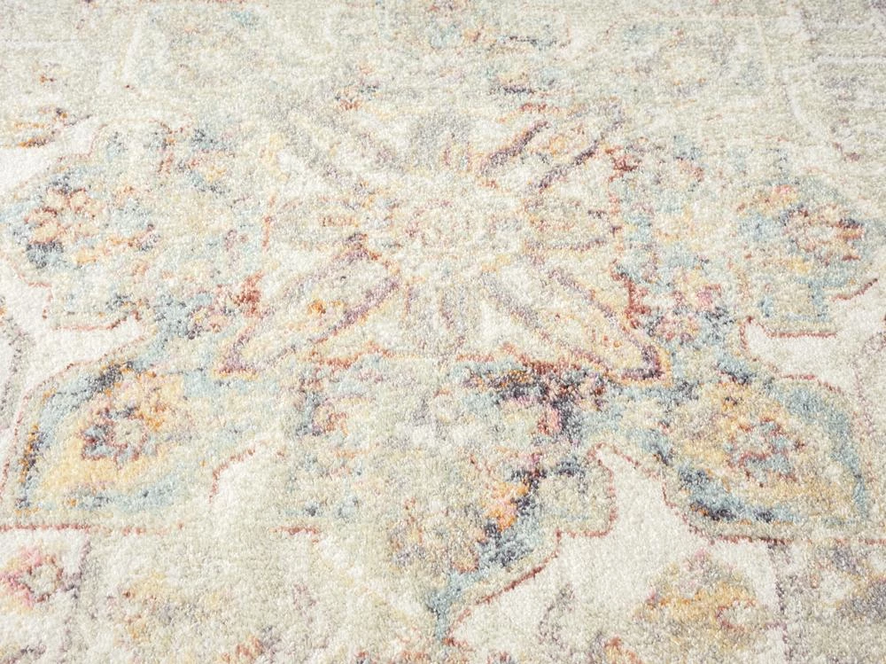 Miss Amara Summer Orange And Blue Multi-Colour Distressed Rug