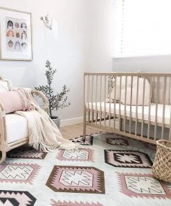 Miss Amara All Rugs Suzie Pink And Green Pastel Tribal Print Rug